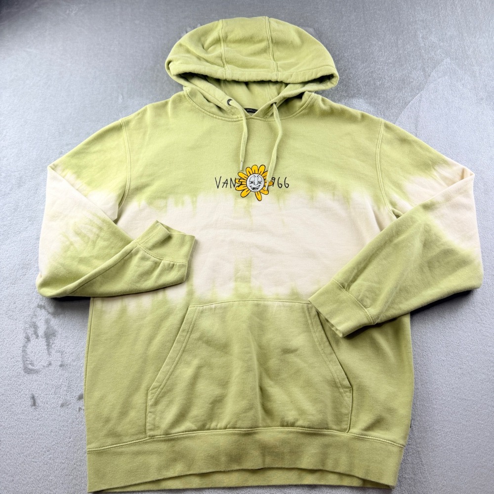 Vans Have A Vanstastic Day Women's Large Graphic Hoodie Green Tie Dye Sunflower